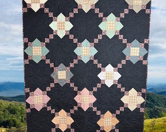 Handmade Patchwork Quilt | Posy Chain Quilt 60" x 84" | Liberty Fabric | Large Throw Quilt | One of a Kind — Ready to Ship