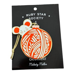 Melody Miller Ruby Star Society Enamel Ornament | Mouse Holiday Ornament | Quilter Stocking Stuffer