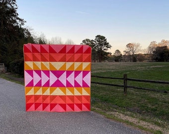 MADE TO ORDER - Retro and Fun 70’s themed half square triangle quilt - 6 week turnaround time