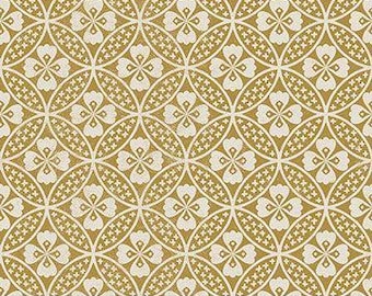 Wabi Lotus Ochre by Holli Zollinger | FIGO Quilting Cotton | Cotton Fabric by the Half Yard | Modern Quilting Fabric