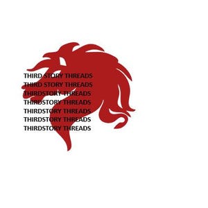 May include: A red stylized horse head logo with the text "THIRD STORY THREADS" repeated multiple times.