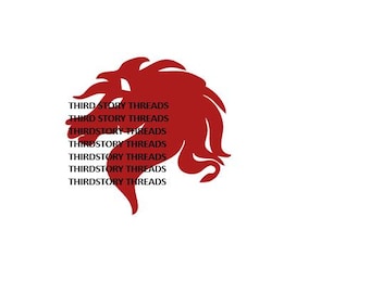 May include: A red stylized horse head logo with the text "THIRD STORY THREADS" repeated multiple times.