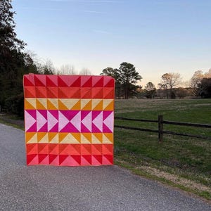 Handmade Patchwork Quilt | Retro 70's Half Square Triangle Quilt | Tula Pink Fabric | Made to Order — 6 Week Turnaround