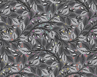 Tula Pink - Graywork - Nip in the Bud - Shadow - 108” sateen wideback - Free Spirit Fabrics - sold by the half yard