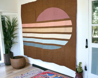 Handmade Patchwork Quilt | Retro 70's Sun Quilt 72" | Throw Size Quilt | One of a Kind — Ready to Ship