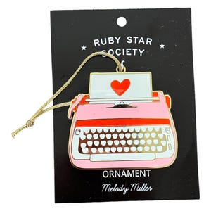 Melody Miller Ruby Star Society Enamel Ornament | Typewriter Holiday Ornament | Quilter Stocking Stuffer
