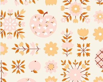 Kimberly Kight - Calico Apples - Cream Soda - sold by the half yard