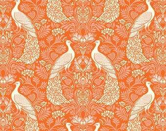 Wild Abandon Rogues & Scoundrels Tangerine by Heather Bailey | FIGO Quilting Cotton | Cotton Fabric by the Half Yard