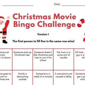 Bingo de películas navideñas y festivas - Páginas imprimibles - 4 versiones