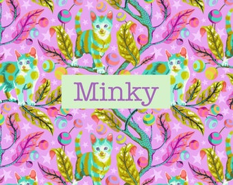 PRE-ORDER - Ships July 2024! Tula Pink - Tabby Road Deja Vu - MINKY Club Kitty Electroberry - Free Spirit Fabrics - sold by the yard