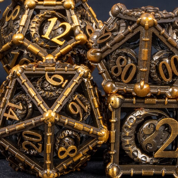 Dnd D20 Bronze Sun Moon RPG D10 Handmade MTG Polyhedral Metal D6 Hollow D+D Dice Set For Dungeons and Dragons Pathfinder Role Playing Games