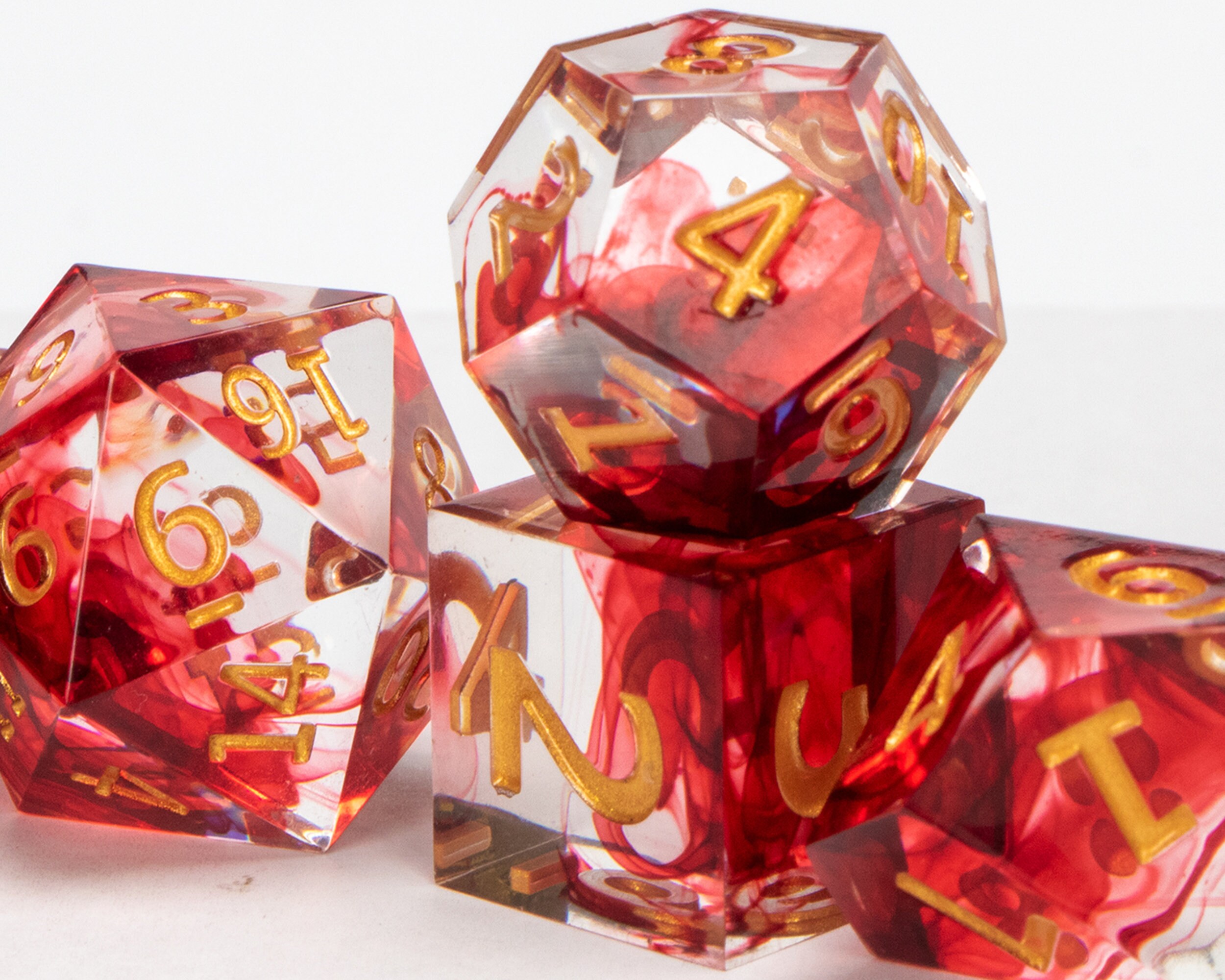 Red Resin Dice Sharp Edge Dnd Resin Dice Dices D And D Etsy