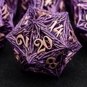 Dnd Metal Dice Set D dnd D Tree Root RPG Polyhedral Dice For Dungeons and Dragons Pathfinder Role Playing Game D+D D20 Handmade Purple Dice