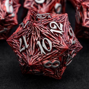 7PCS Dnd Metal Dice Set D+D Tree Root RPG Polyhedral Dice For Dungeons and Dragons Pathfinder Role Playing Game D dnd D Handmade Red Dice