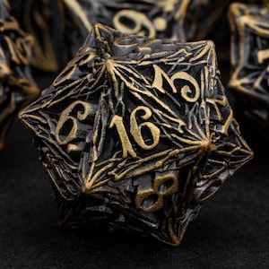 Dnd Metal Dice Set D dnd D Ancient Gold Tree Root RPG Polyhedral Dice For Dungeons and Dragons Pathfinder Role Playing Games D+D D20 Dice