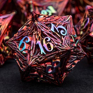 Dnd Metal Dice Set D dnd D Tree Root RPG Polyhedral Dice For Dungeons and Dragons Pathfinder Role Playing Games D+D D20 Red Colorful Dice