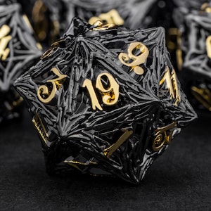 Black Dnd Metal Dice Set D dnd D Tree Root RPG Polyhedral Dice For Dungeons and Dragons Pathfinder Role Playing Games D+D D20 Handmade Dice