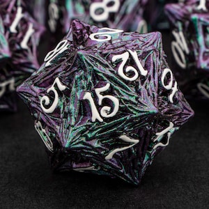 Dnd Metal Dice Set D dnd D Purple Green Tree Root RPG Polyhedral Dice For Dungeons and Dragons Pathfinder Role Playing Games D+D D20 Dice