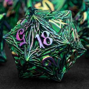Dnd Metal Dice Set D dnd D Green Colorful Tree Root RPG Polyhedral Dice For Dungeons and Dragons Pathfinder Role Playing Game D+D D20 Dice