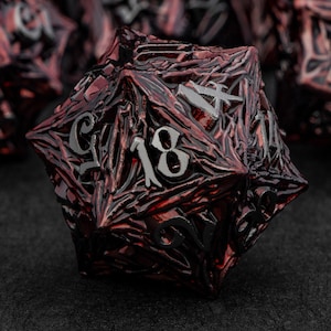 Dnd Metal Dice Set Red Tree Root RPG Polyhedral D dnd D Dice For Dungeons and Dragons Pathfinder Role Playing Game Handmade D+D D20 Dice Set