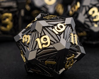 7PCS Dnd Black RPG Metal RPG Polyhedral D dnd D Dice Set For Dungeon and Dragon Pathfinder Tableto Role Playing Games Handmade 20 Sided Dice