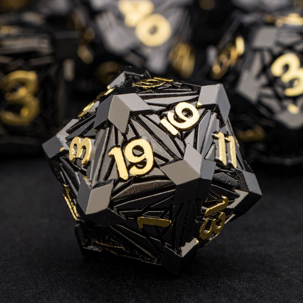 7PCS Dnd Black RPG Metal RPG Polyhedral D dnd D Dice Set For Dungeon and Dragon Pathfinder Tableto Role Playing Games Handmade 20 Sided Dice