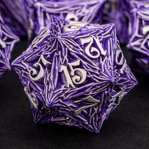 Dnd Metal Dice Set D dnd D Purple Tree Root RPG Polyhedral Dice For Dungeons and Dragons Pathfinder Role Playing Game D+D D20 Handmade Dice