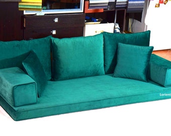 EMERALD GREEN VELVET Floor couch Japanese sofa Sofa bed Sectional sofa French Cushion Arabic Sofa Sofa covers firm floor sofa floor cushion