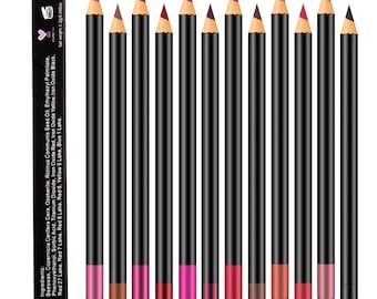 May include: Set of 12 black lip liners with different colored tips. The colors include pink, red, brown, and nude. The lip liners are 1.2 grams each.