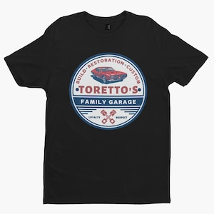 Toretto's Garage Logo T-Shirt - Furious Film Movie Retro TV Funny Car Racing