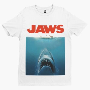 Jaws T-shirt - Movie poster 70s 80s shark movie film retro yolo gift uk