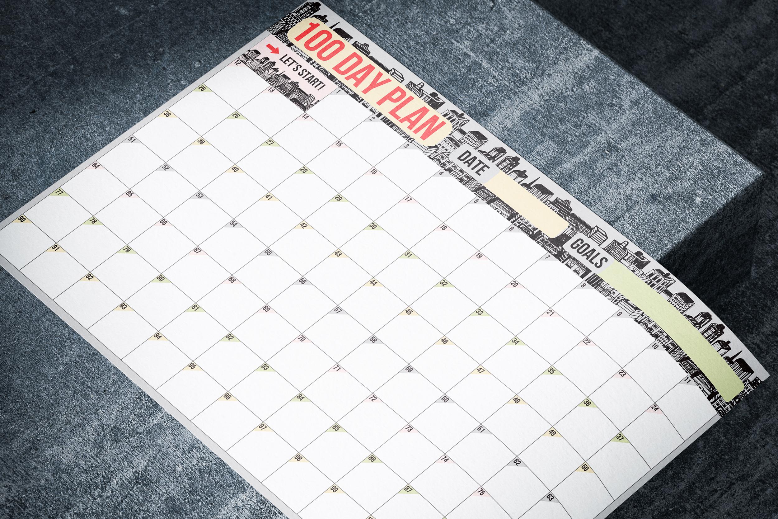 100 Day Challenge Planner Printable Schedule Habit Tracker, Retro Urban ...