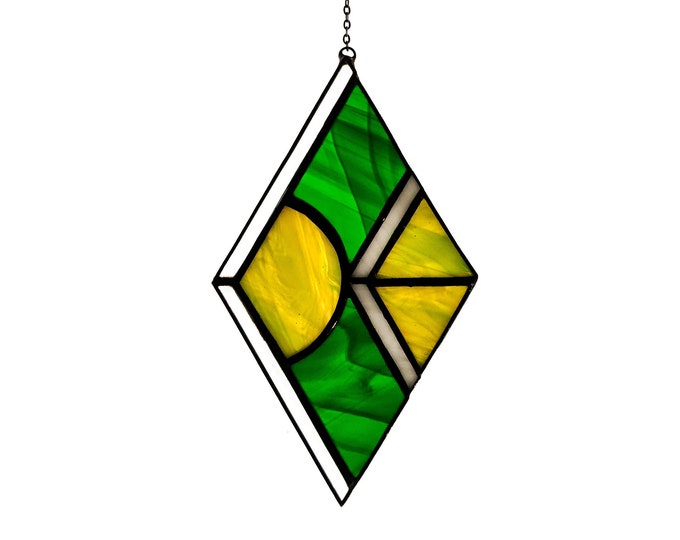 Modern Stained Glass Suncatcher Series 1 Greens Etsy