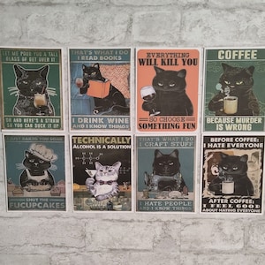 8 Pack of Black Cat Cards- Blank inside.