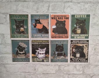 8 Pack of Black Cat Cards- Blank inside.