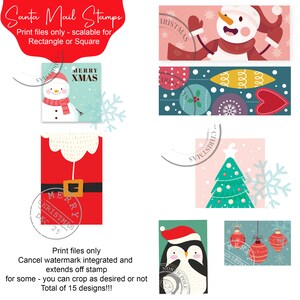 Santa Mail Stamp Print Files Only