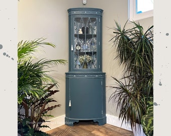 Blue and White Scandi Style Corner Gin Cabinet