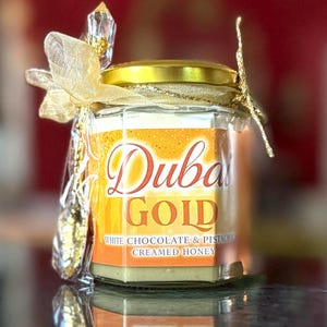 Luxury Dubai Chocolate Bar Gift For Her Pistachio Cream Honey w/ White Chocolate Gold Leaf Gift For Honey Lover Gift For Foodie Dessert Gift