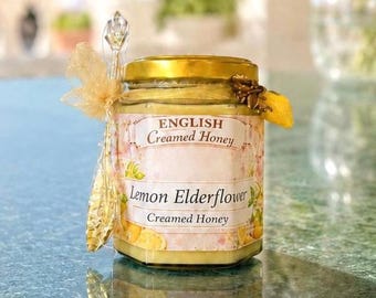 Lemon Elderflower Creamed Honey for Tea Lover Hostess Bridal Gifts and Thank You Gifts for Mom Tea Party Favors & Simple Syrup for Cocktails