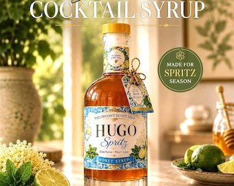 Hugo Spritz Cocktail Syrup Gift Box, Elderflower Mint Lime Honey Mixer Summer Mocktails, Bridal Shower, Prosecco Bar or Hostess Brunch Gift