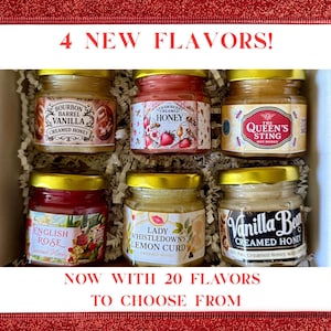 Tea Gift for Her: Creamed Honey Sampler Gift Set Pick 6 from 26 Gourmet Flavors Custom Honey Gift for Foodies Tea Lovers and Hostesses