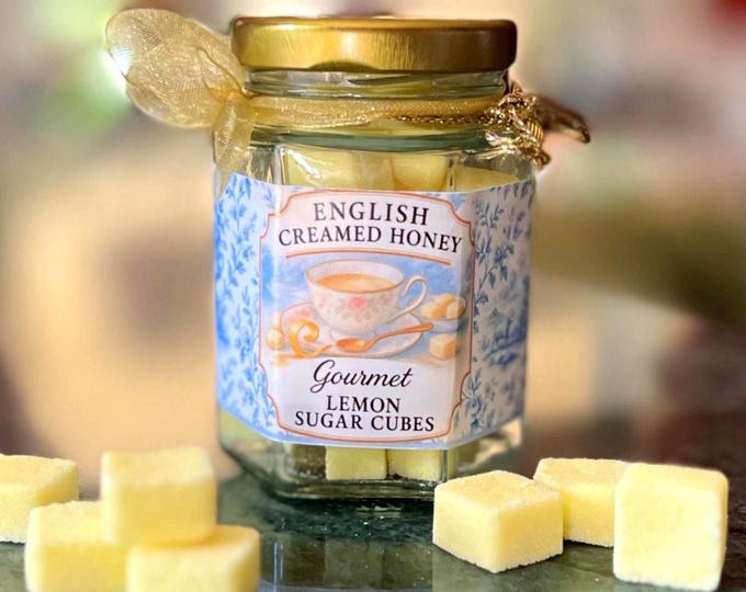 Gourmet Lemon Sugar Cubes for Tea Gift – Luxury High Tea Party Favor Set for Victorian Downton Abbey Gift Box for Afternoon Tea or Cocktails
