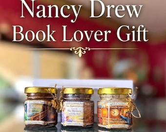 Nancy Drew Gift Set, Book Lover Creamed Honey Trio, Mystery Reader Tea Gift, Literary Honey Box, Book Club Gift for Carolyn Keene fans