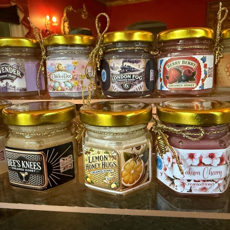 Mini Honey Jar Sampler – Gourmet Flavored Creamed Honey with Lavender, Lemon, and Caramel