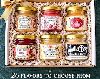 Honey Sampler Gift Set - Choose 6 Gourmet Honey Flavors for a Honey Flight Tasting Gift Box, Tea Lover Mothers Day Gift for Mom and Tea Time