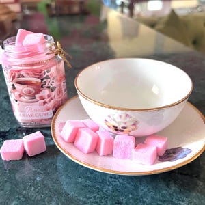 Gourmet Sugar Cubes Tea Gift – Rose Infused Pink Sugar Cubes Perfect for Tea,  Cocktails or Downtown Abbey Hostess Gift for Afternoon Tea