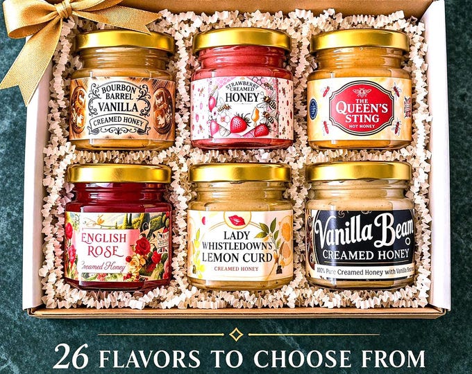 Honey Sampler Gift Set of 3 from 26 Flavors Tea Lover Gift Box Flavored Creamed Honey Gift Tea Party Favor Birthday Present Sweet Thank You