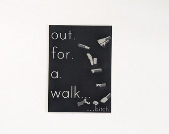 FIVE WORDS or LESS Buffy/Spike/Spuffy Quote waterproof vinyl sticker out for a walk...b!tch BtVS