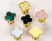 1.1 quot Pure Copper Clover Cabinet Door Pulls Knobs Drawer Knobs Pulls Dresser Pulls Knobs Glass Ball Knobs Hooks Hardware 28mm D076