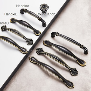 Svart bronsskåpsknopp eller handtag: Retro skåpbeslag